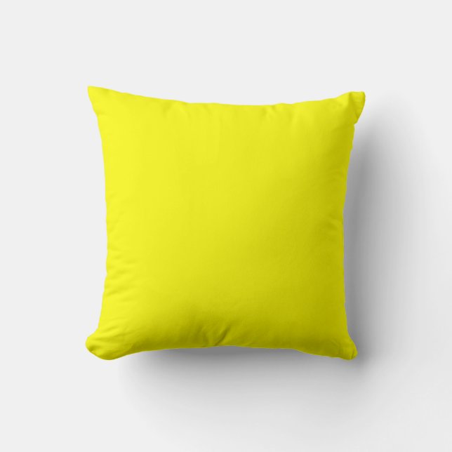 Bright Yellow FFFF00 Solid Colour Design Cushion (Front)