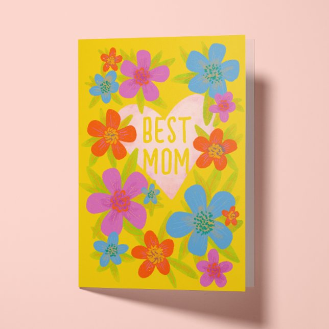 Bright Yellow Floral Best Mum Mothers Day Card (Creator Uploaded)