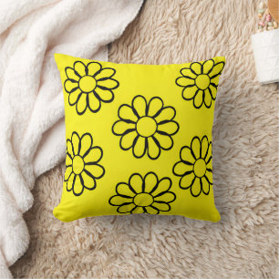 Bright Yellow Floral Nursery Art Cushion