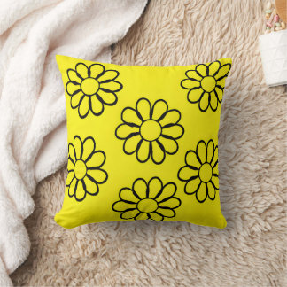 Bright Yellow Floral Nursery Art Cushion