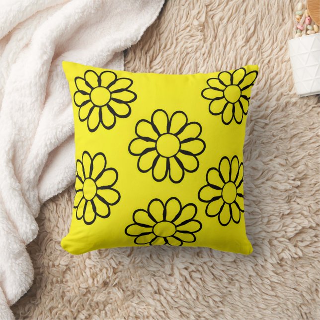 Bright Yellow Floral Nursery Art Cushion (Blanket)