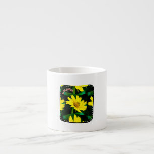 Bright Yellow Floral Pattern Espresso Cup