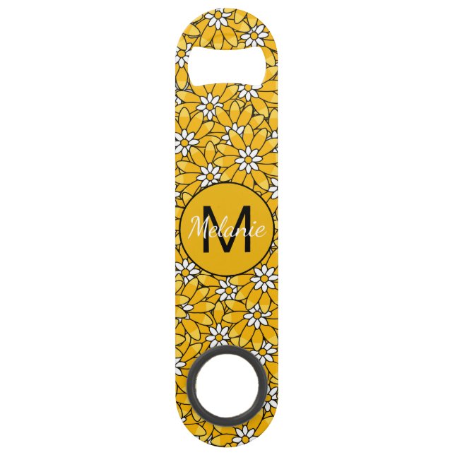 Bright Yellow Floral Pattern Personalised (Front)