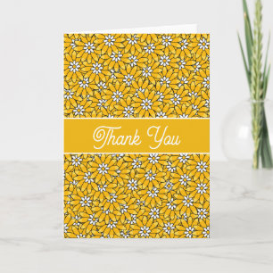 Bright Yellow Floral Pattern Thank You Card