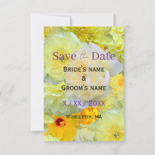 Bright Yellow Floral Save the Date Modern Sunny