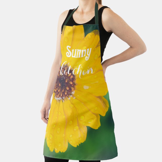 Bright yellow flower after rain apron (Insitu)