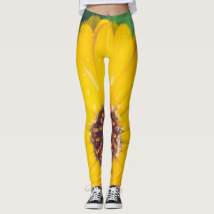 Bright yellow flower after rain leggings