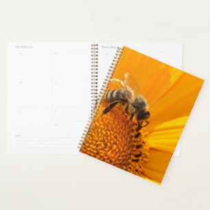 Bright Yellow Flower And Honey Bee Planner