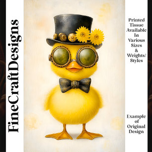Bright Yellow Fluffy Duckling Bow Tie K9 Decoupage Tissue Paper