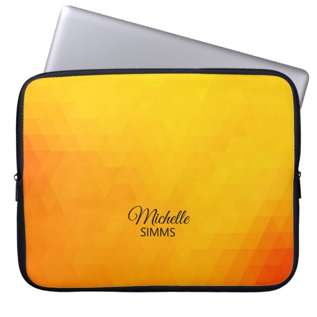 Bright Yellow Geometric Pattern and Customisation Laptop Sleeve (Front)