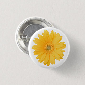 Bright Yellow Gerbera Daisy Flower 3 Cm Round Badge