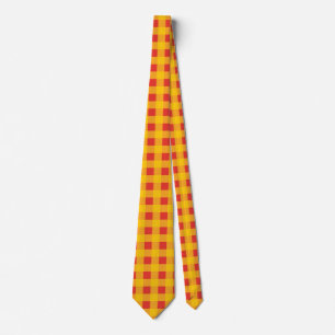 Bright Yellow Gingham in Red and Orange Chequered Tie