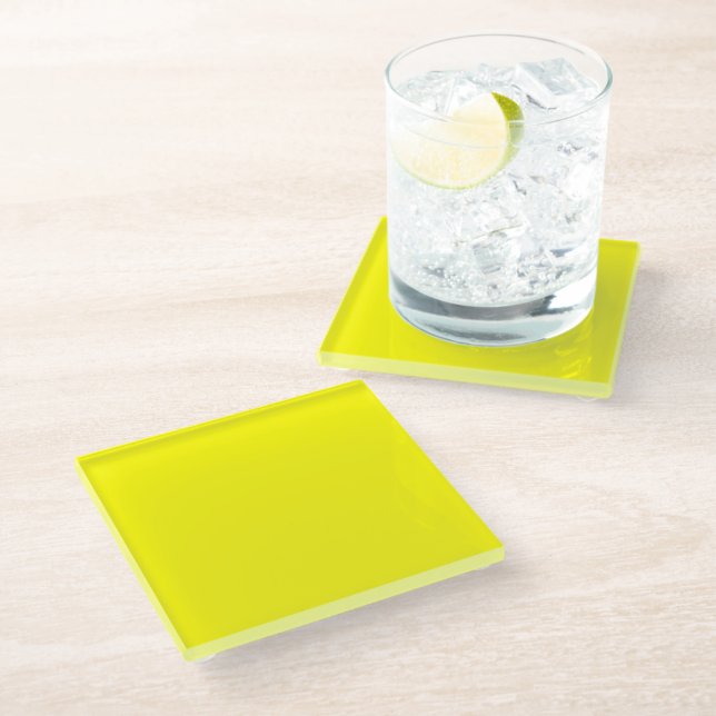 Bright yellow  glass coaster (Angled)