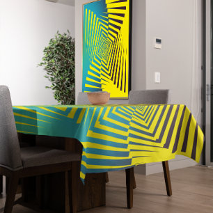 Bright Yellow Green Abstract Jungle Style Pattern Tablecloth