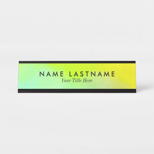 Bright Yellow Green Custom Desk Name Plate (Front)