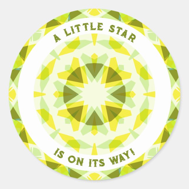 Bright Yellow Green Star Gender Reveal Baby Shower Classic Round Sticker (Front)