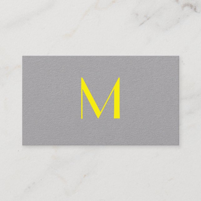 bright yellow&grey - add monogram business card (Front)