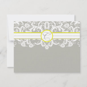 Bright Yellow &  Grey Damask Response Cards