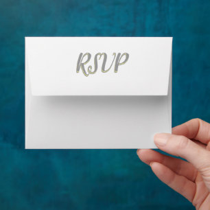Bright Yellow & Grey Damask Wedding RSVP Envelopes