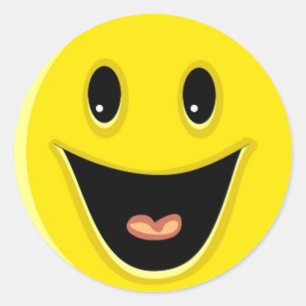 Bright Yellow Happy Smiling Face  Classic Round Sticker