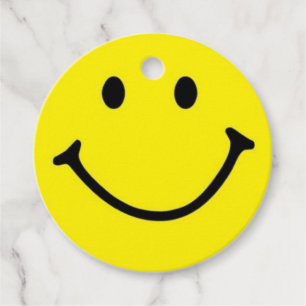 Bright Yellow Happy Smiling Face Favour Tags