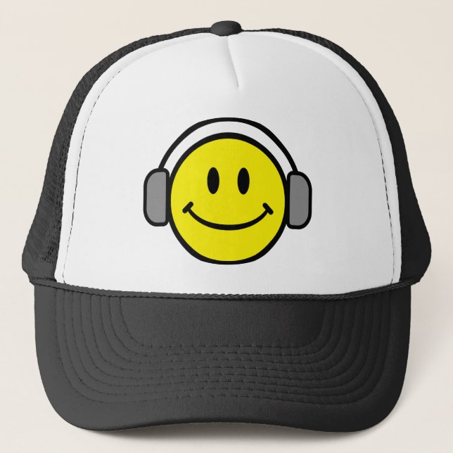 Bright Yellow Happy Smiling Face  Trucker Hat (Front)