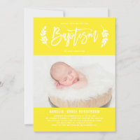 Bright Yellow Laurel Wreath Baby Photo Baptism