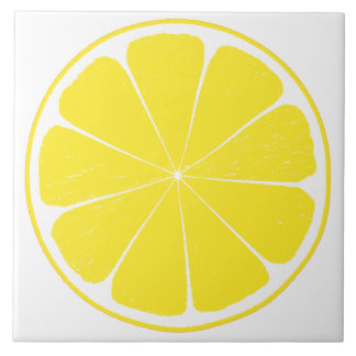 Bright Yellow Lemon Citrus Fruit Slice Design Tile