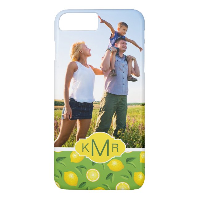 Bright Yellow Lemon Pattern | Add Your Photo Case-Mate iPhone Case (Back)