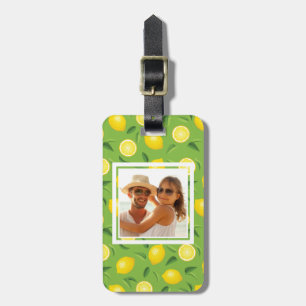 Bright Yellow Lemon Pattern   Add Your Photo Luggage Tag