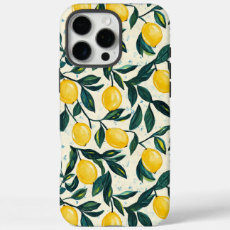 Bright Yellow Lemon Patterned iPhone 16 Pro Max Case