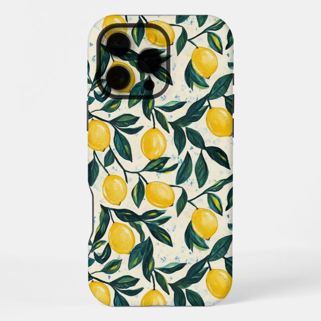 Bright Yellow Lemon Patterned iPhone Case (Back)