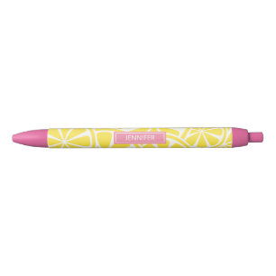 Bright Yellow Lemon Slices Personalised Name Pen