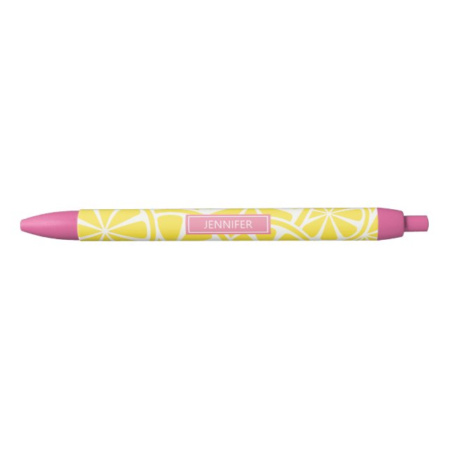 Bright Yellow Lemon Slices Personalised Name Pen (Front)