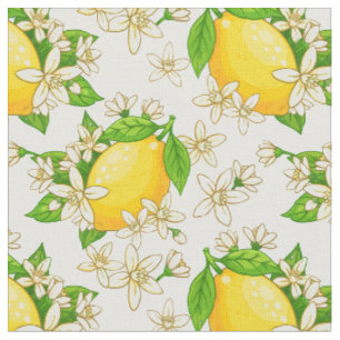 bright yellow lemons fabric