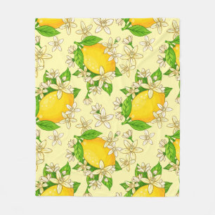 bright yellow lemons fleece blanket