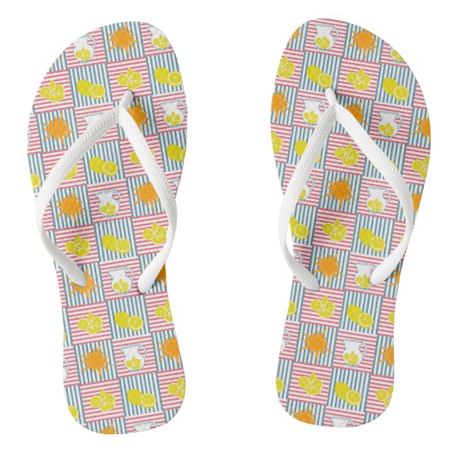 Bright yellow lemons, orange sun, summer pitchers  jandals (Footbed)