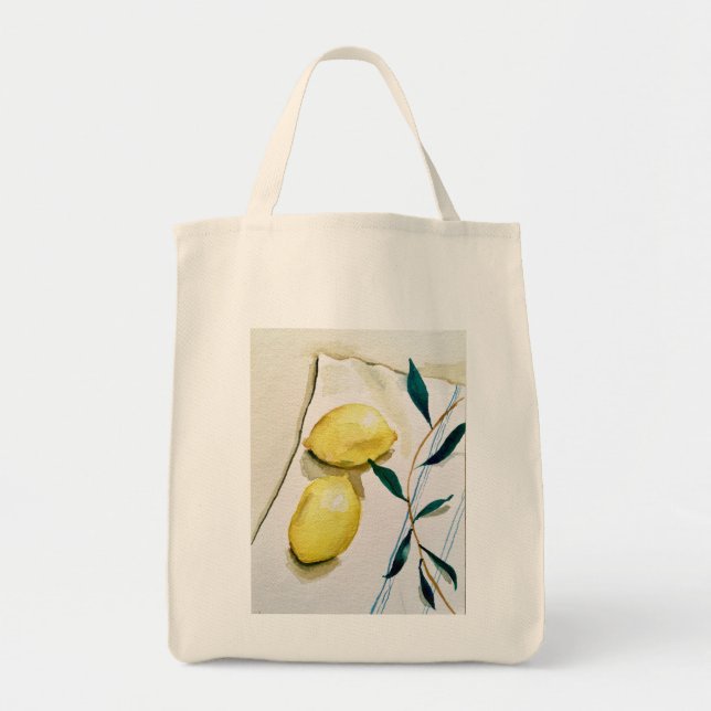 bright yellow lemons with herbs for cooking tote bag (Front)