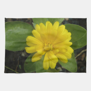 Bright Yellow Marigold Kitchen Towel