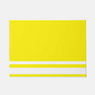 Bright Yellow : Modern Lines in White Doormat