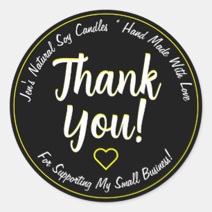 Bright Yellow Neon Black Thank You Product Labels
