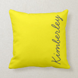 Bright Yellow Neon Monogram Trendy Fashion Colours Cushion