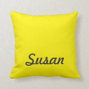 Bright Yellow Neon Trendy Monogram Cushion