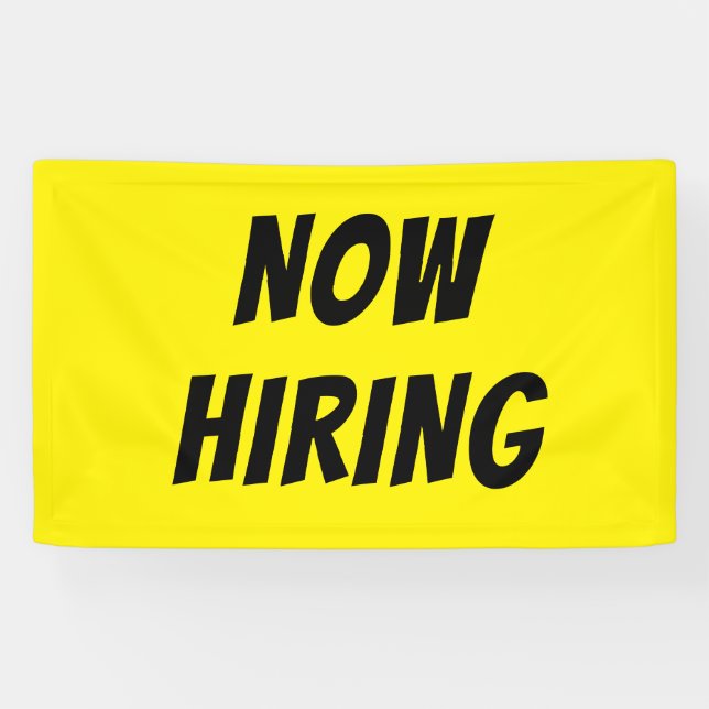 Bright Yellow NOW HIRING Banner – High-Visibility  (Horizontal)