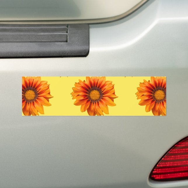 Bright Yellow Orange Gradient Flower Cutout Bumper Sticker (On Car)