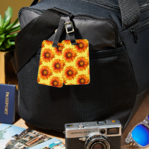 Bright Yellow Orange Gradient Flower Cutout Luggage Tag