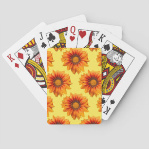 Bright Yellow Orange Gradient Flower Cutout Playing Cards