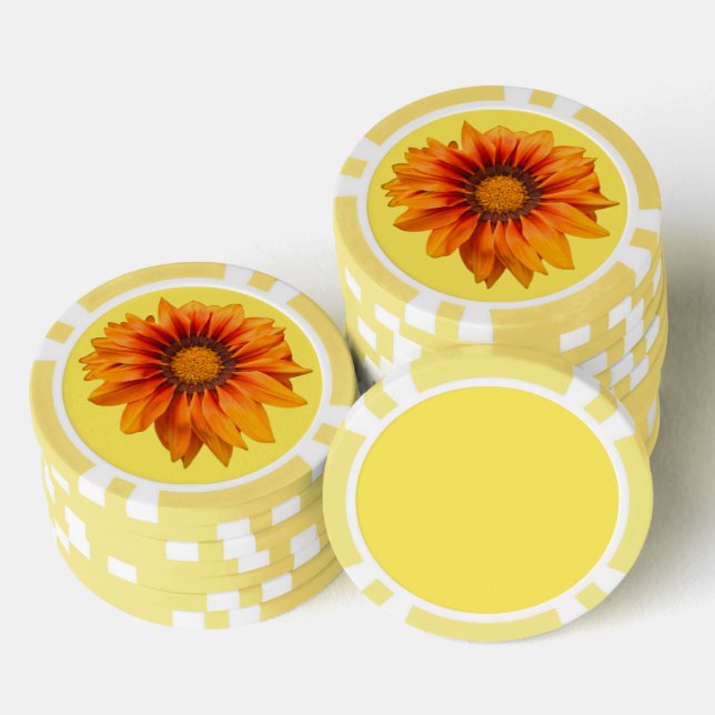 Bright Yellow Orange Gradient Flower Cutout Poker Chips (Stack)