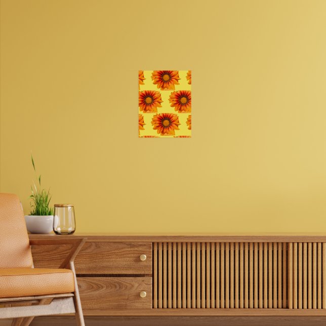 Bright Yellow Orange Gradient Flower Cutout Poster (Living Room 2)