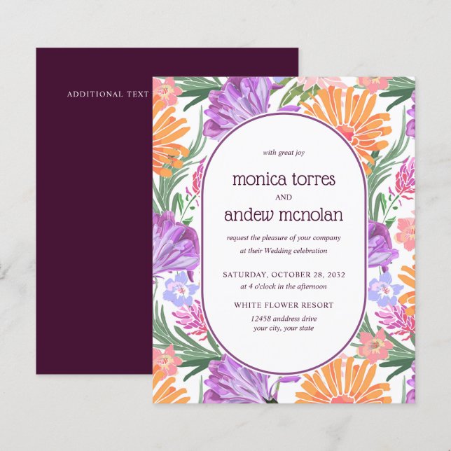 Bright Yellow Orange green Florals Spring Wedding (Front/Back)